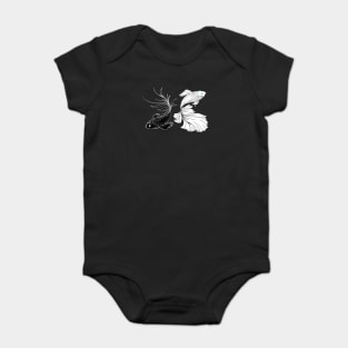 Black And White Betta Fish / Strongest Sorcerer Anime Inspired / Siamese Fighting Fish Anime / SatoSugu Baby Bodysuit